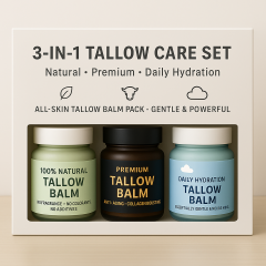Set Three Natural Beef Tallow Paste Creams Kojic Acid Collagen Vitamin C for Anti-Wrinkle Skin Care-Bulk Purchase Packaging for