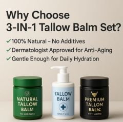 Set Three Natural Beef Tallow Paste Creams Kojic Acid Collagen Vitamin C for Anti-Wrinkle Skin Care-Bulk Purchase Packaging for