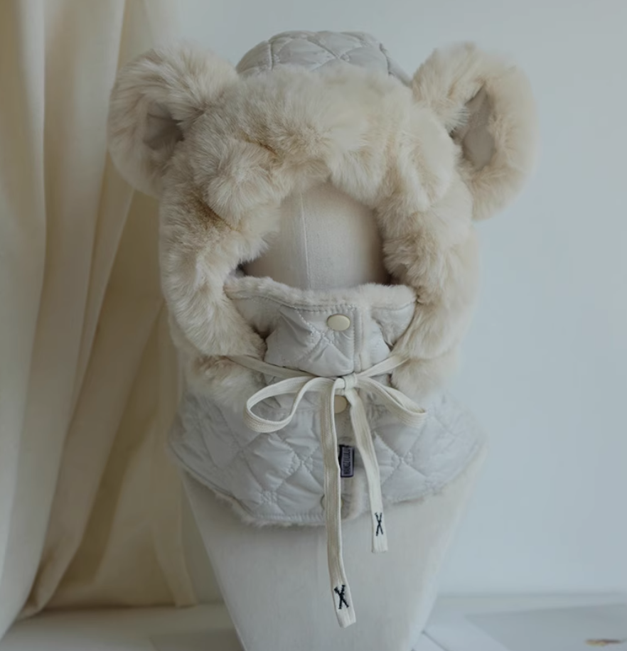 Plush hat, children's winter ear protection, thickened warm cover, head scarf, cold proof hat
