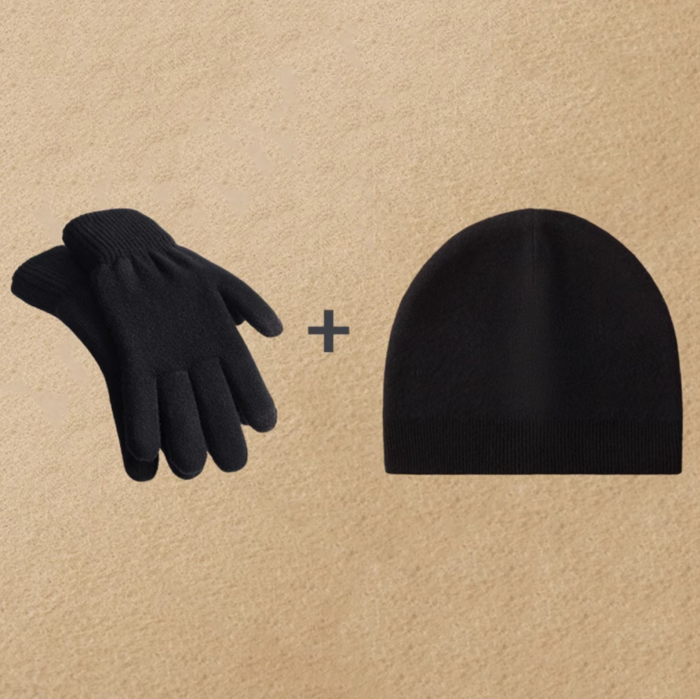 Leisure autumn and winter warm hat and glove set