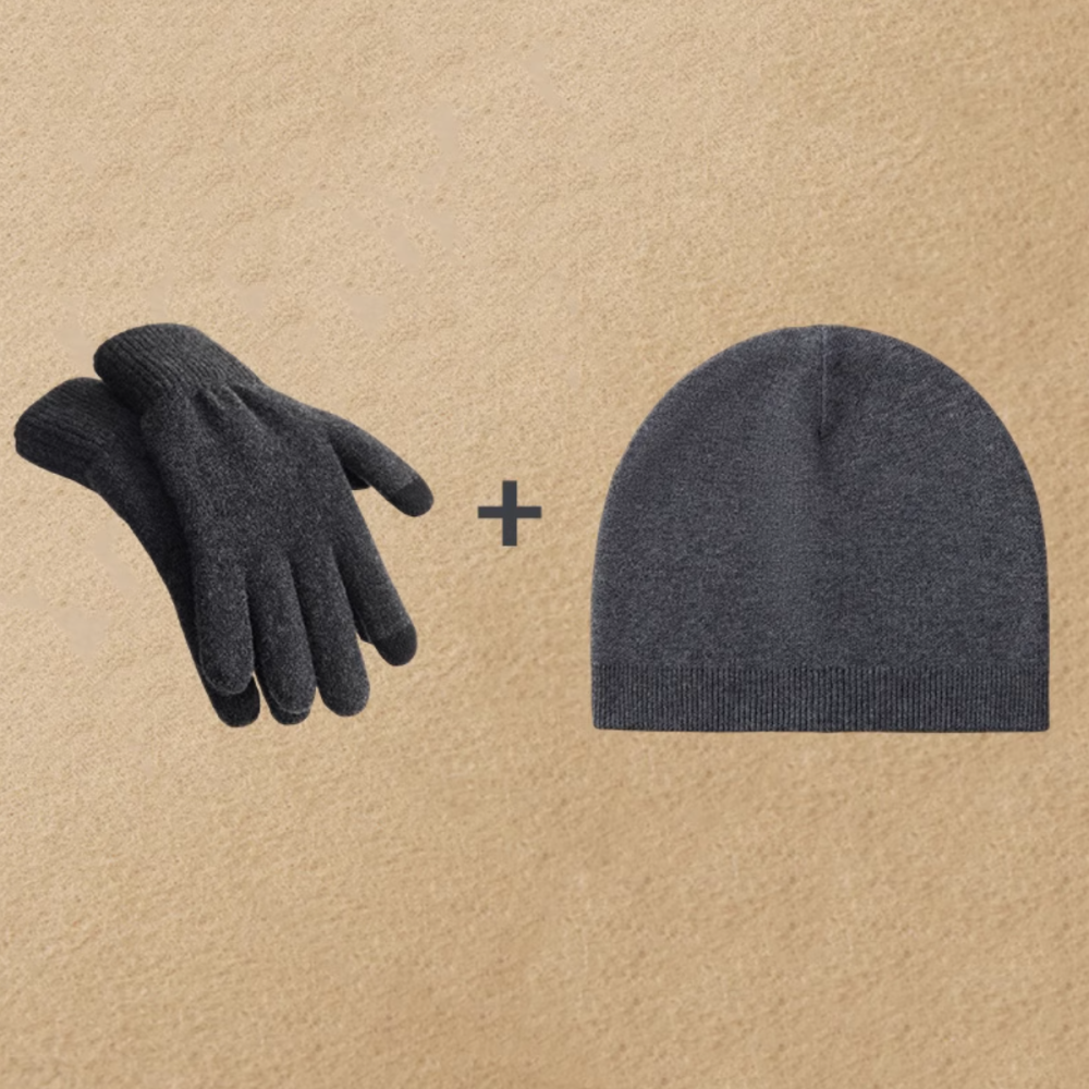 Leisure autumn and winter warm hat and glove set