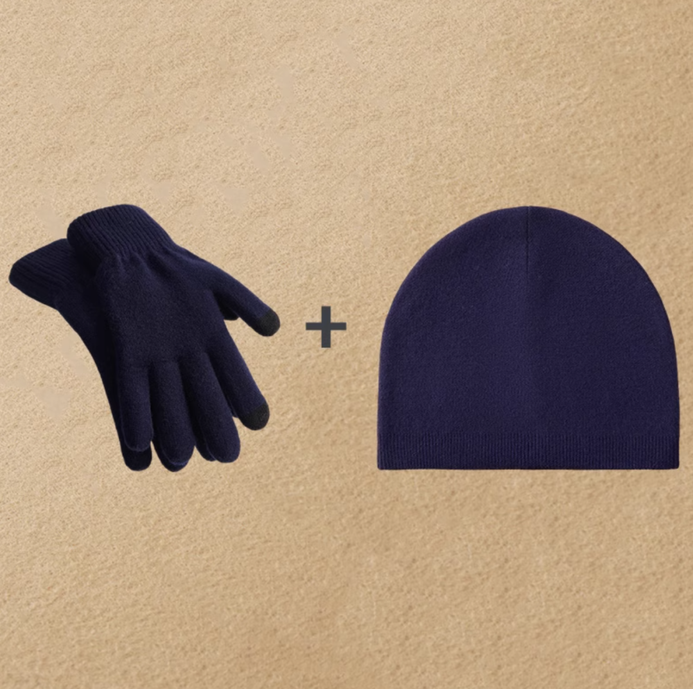 Leisure autumn and winter warm hat and glove set