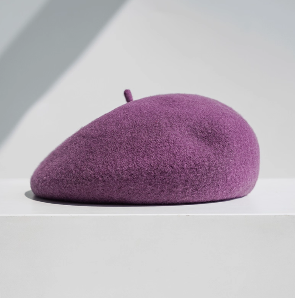 Retro wool woolen hat for children in autumn and winter, big head circumference to show off face, stingy and versatile hat