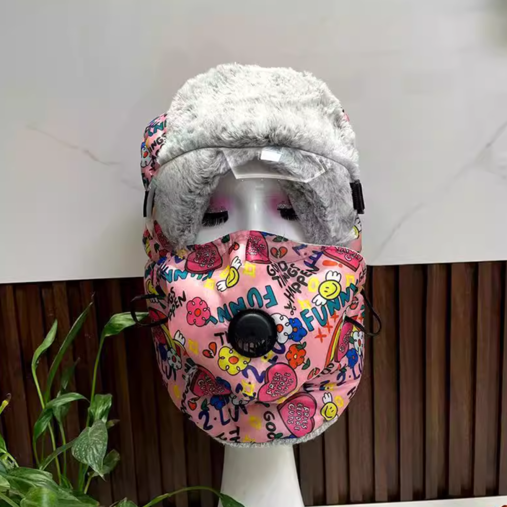 Winter hat, face mask, scarf, one-piece fleece warm cover, head hat, ear protection hat
