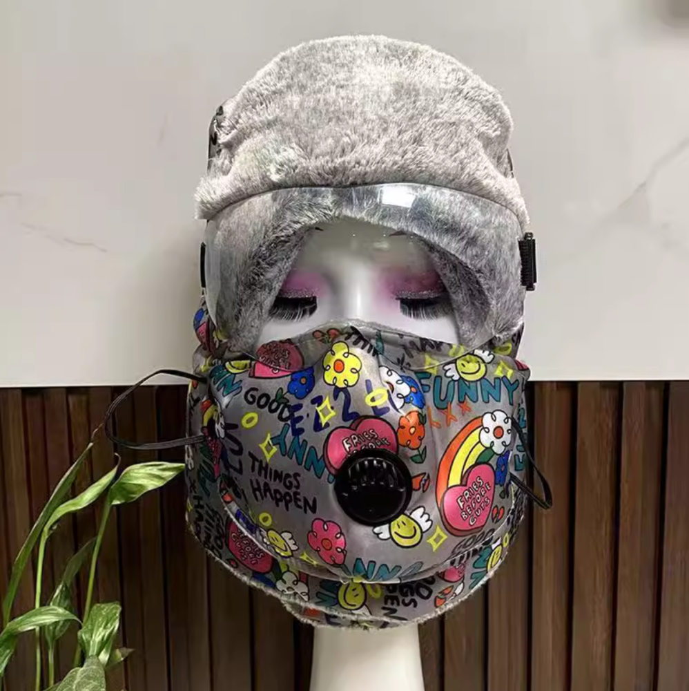 Winter hat, face mask, scarf, one-piece fleece warm cover, head hat, ear protection hat