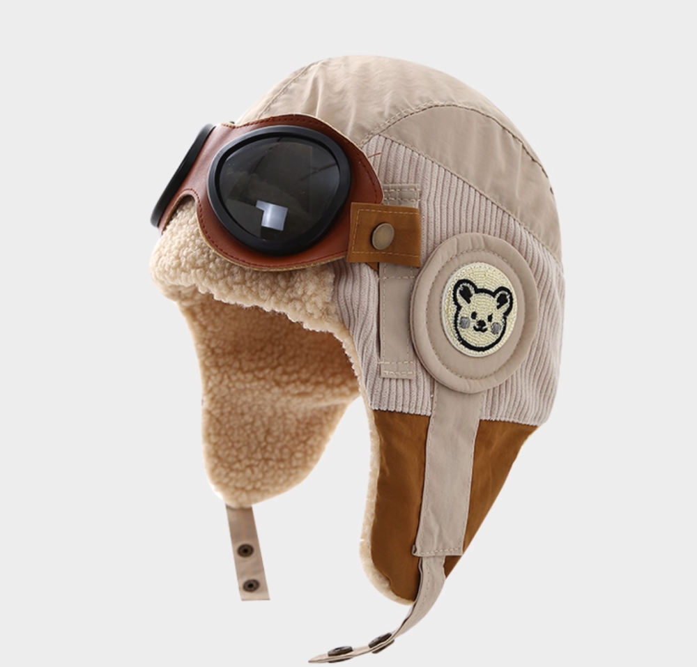 Warm outdoor windproof ear protection with goggles, winter hat