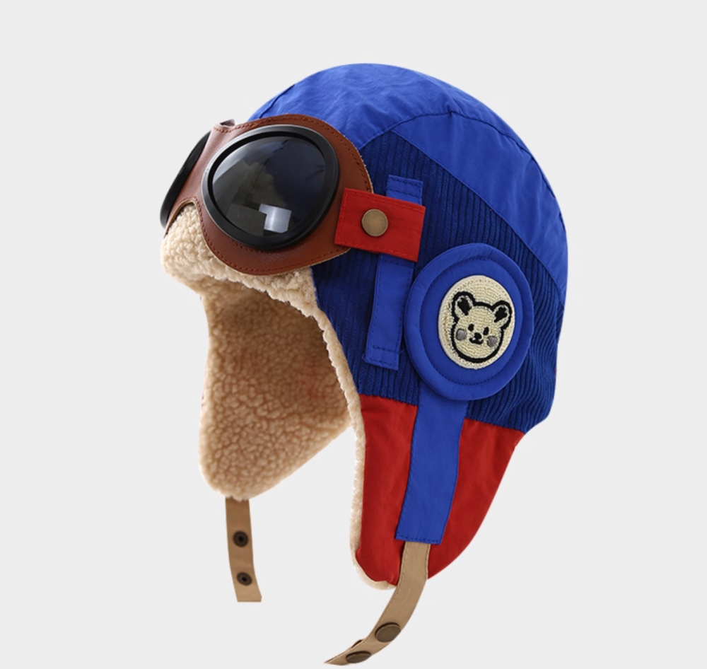 Warm outdoor windproof ear protection with goggles, winter hat