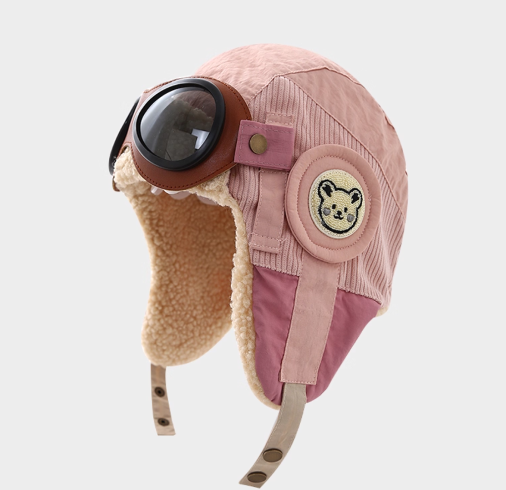 Warm outdoor windproof ear protection with goggles, winter hat