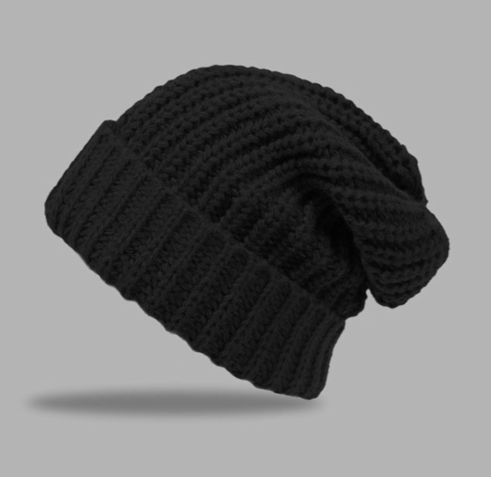 Knitted hat, loose pile cap for autumn and winter, warm and ear protecting, cold hat, big head circumference, small face, versatile, knitted hat
