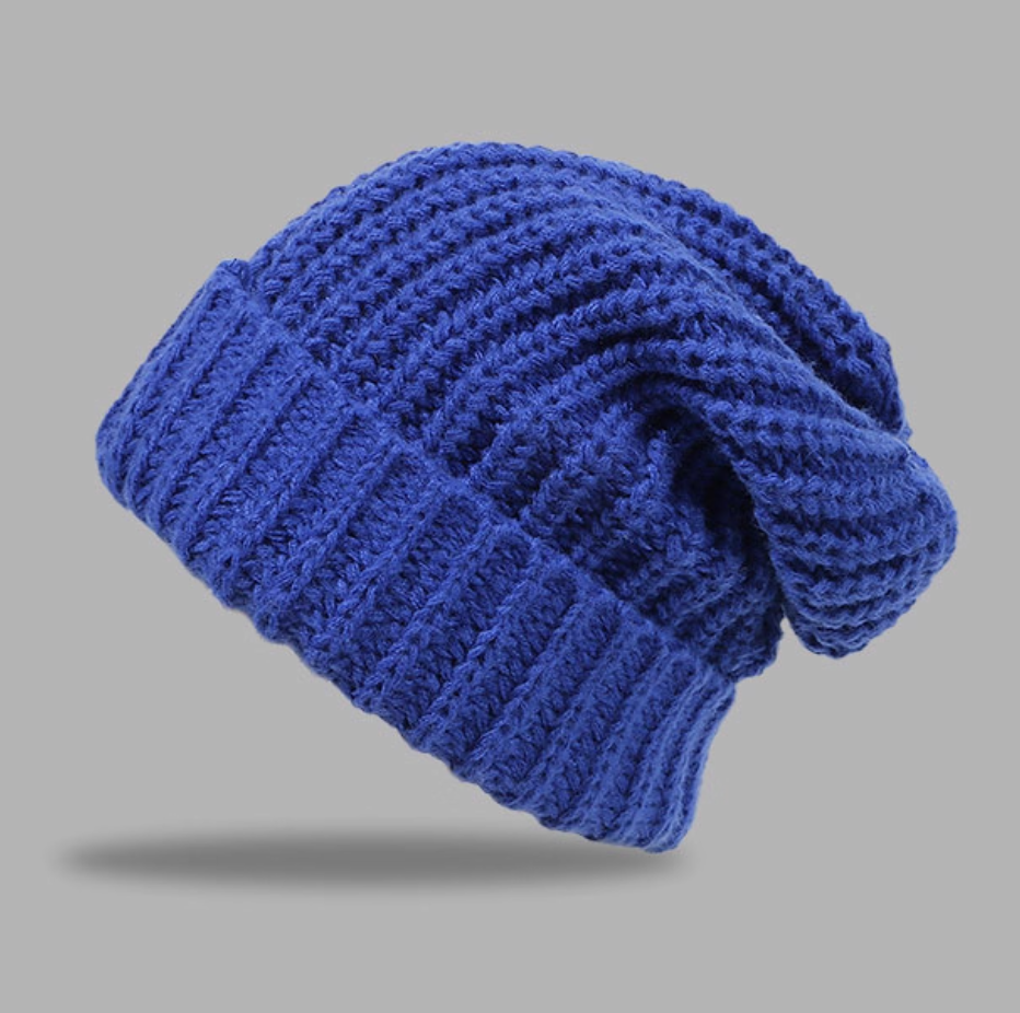 Knitted hat, loose pile cap for autumn and winter, warm and ear protecting, cold hat, big head circumference, small face, versatile, knitted hat