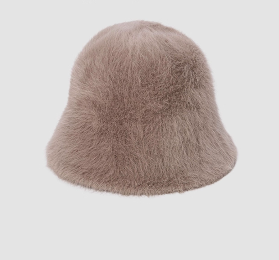 Plush fisherman hat for women, versatile in autumn and winter, sweet and warm knit hat, bucket hat