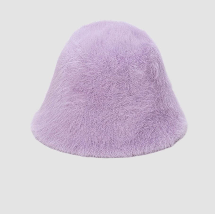 Plush fisherman hat for women, versatile in autumn and winter, sweet and warm knit hat, bucket hat