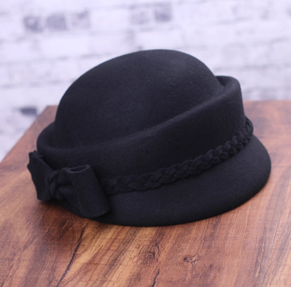 White moonlight heiress small hat, fashionable temperament, socialite wool hat