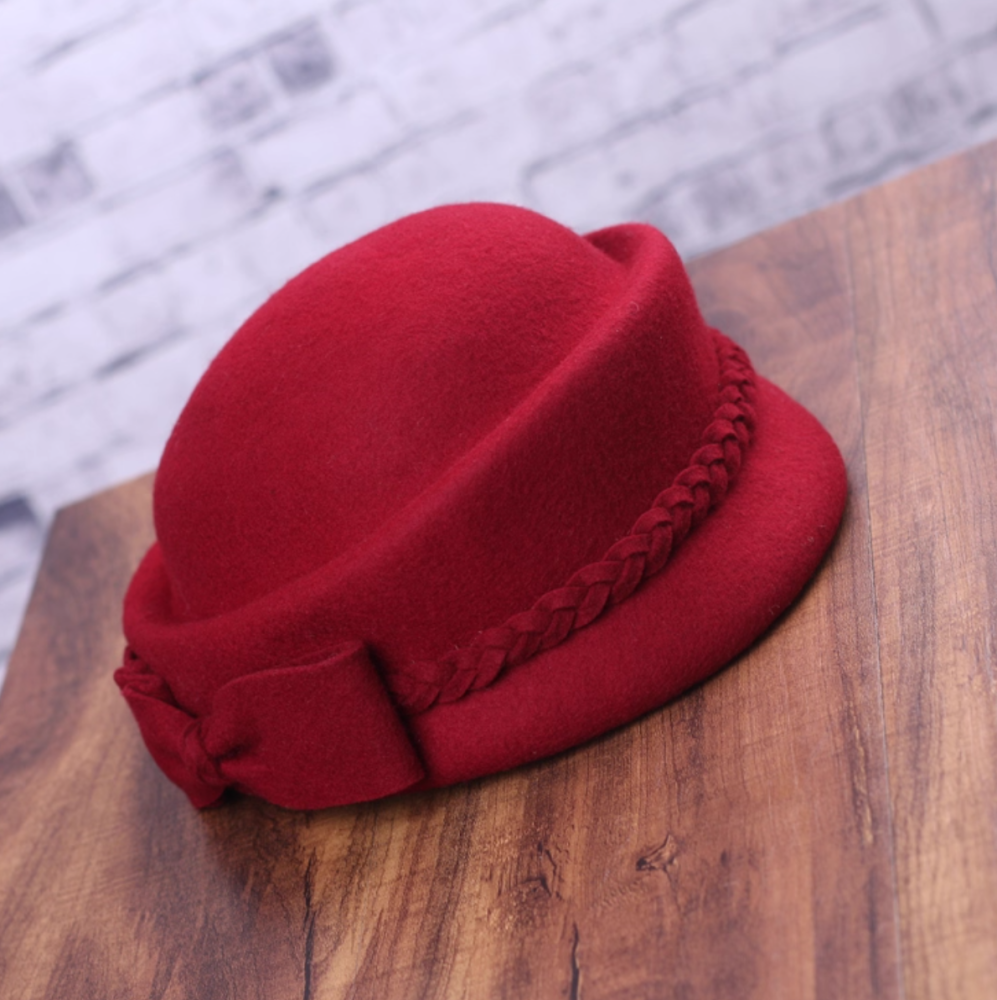 White moonlight heiress small hat, fashionable temperament, socialite wool hat