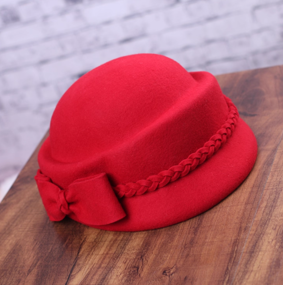 White moonlight heiress small hat, fashionable temperament, socialite wool hat