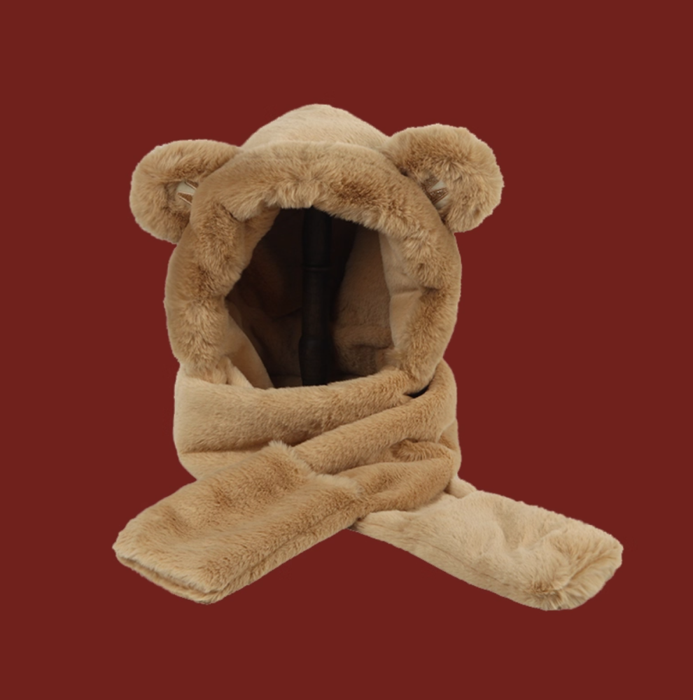 Scarf integrated warm and thick anti cold ear protection hat windproof hat