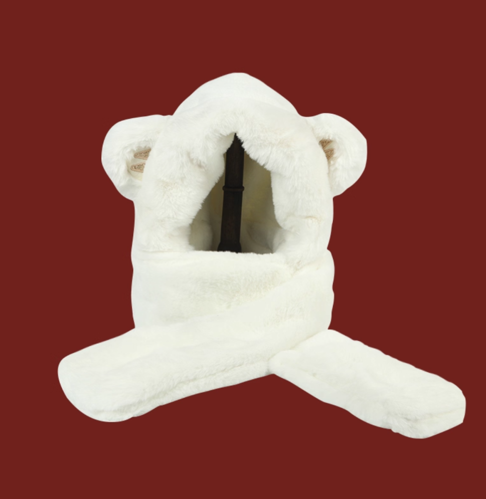 Scarf integrated warm and thick anti cold ear protection hat windproof hat