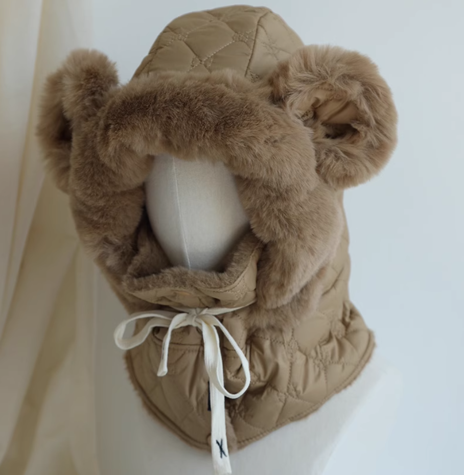 Plush hat, children's winter ear protection, thickened warm cover, head scarf, cold proof hat