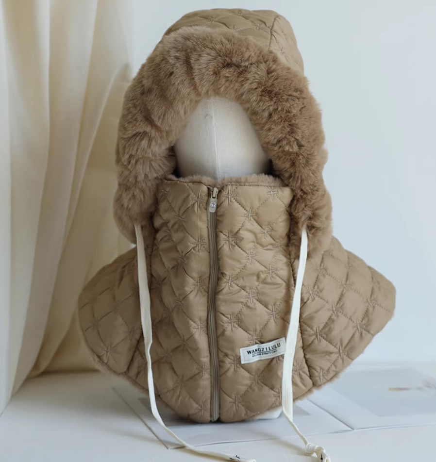 Plush hat, children's winter ear protection, thickened warm cover, head scarf, cold proof hat