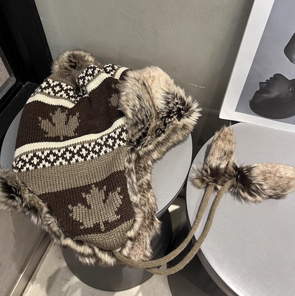 Knitted hat for autumn and winter, small face and ear protection, warm and cold proof, thick hat