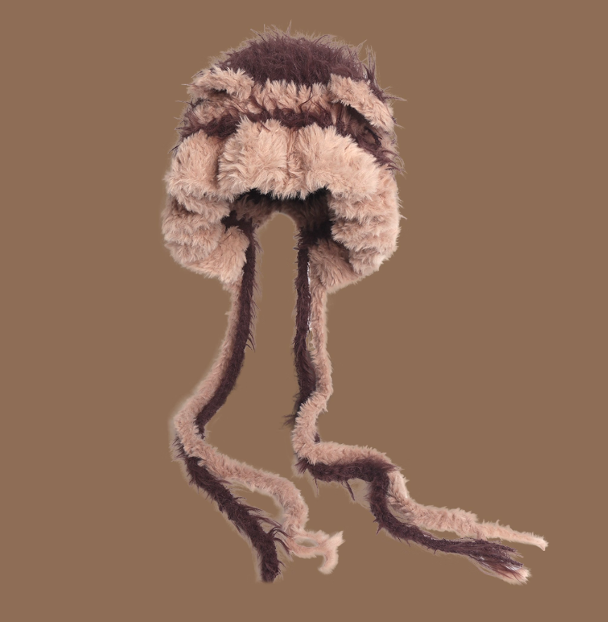 Knitted women's autumn and winter cloud plush hat, big head circumference, small face, warm woolen hat