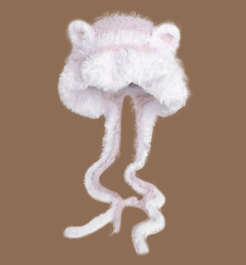 Knitted women's autumn and winter cloud plush hat, big head circumference, small face, warm woolen hat