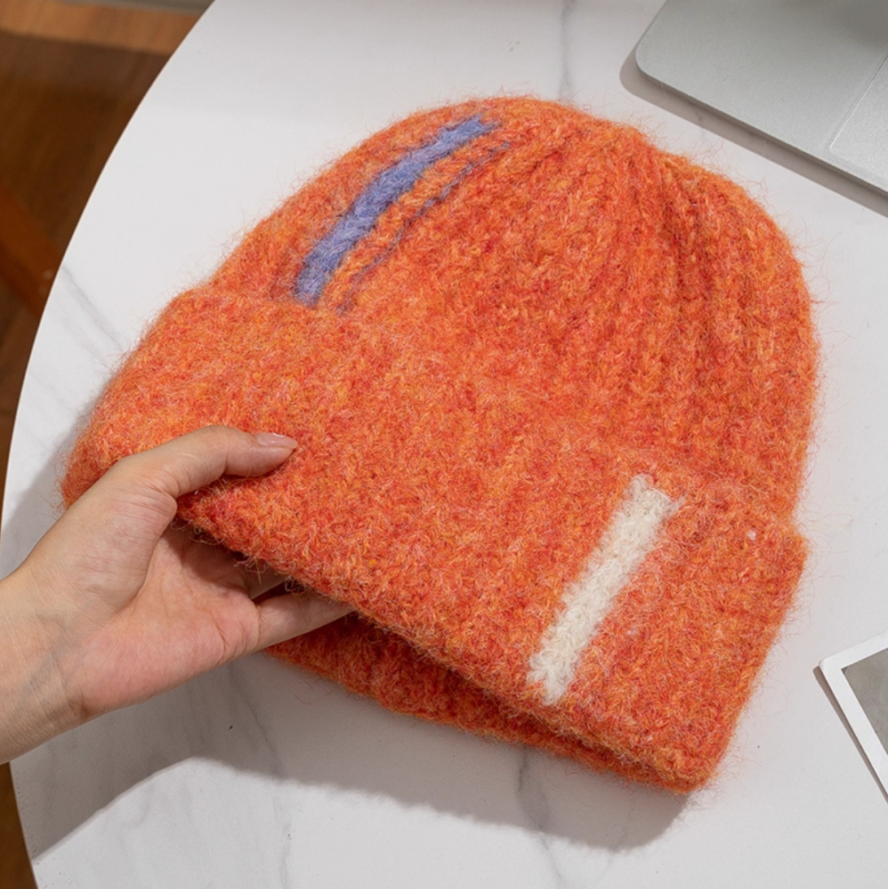 Knitted hat, thickened, warm and cold resistant, fashionable hat, big head circumference, versatile woolen hat