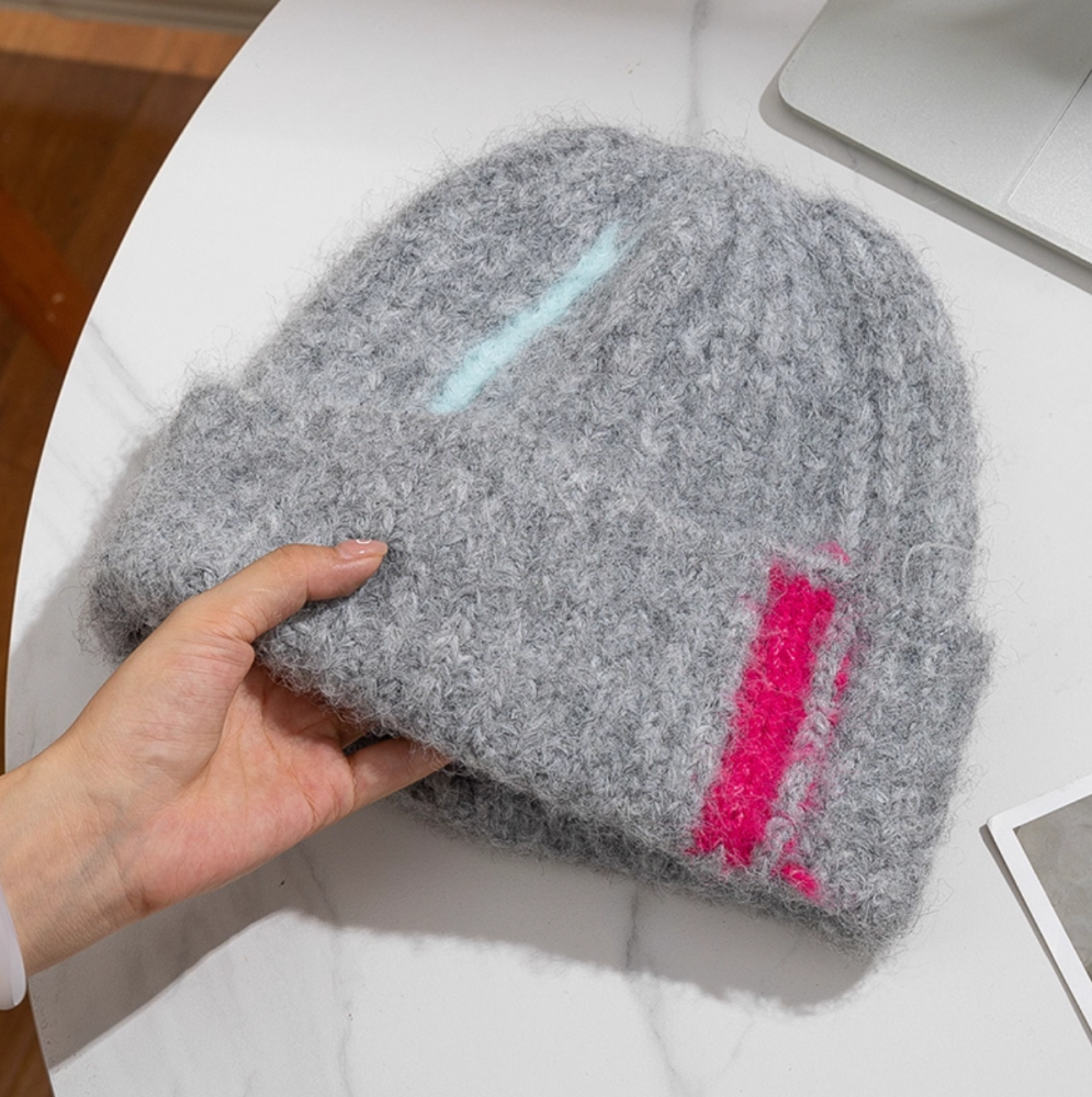 Knitted hat, thickened, warm and cold resistant, fashionable hat, big head circumference, versatile woolen hat