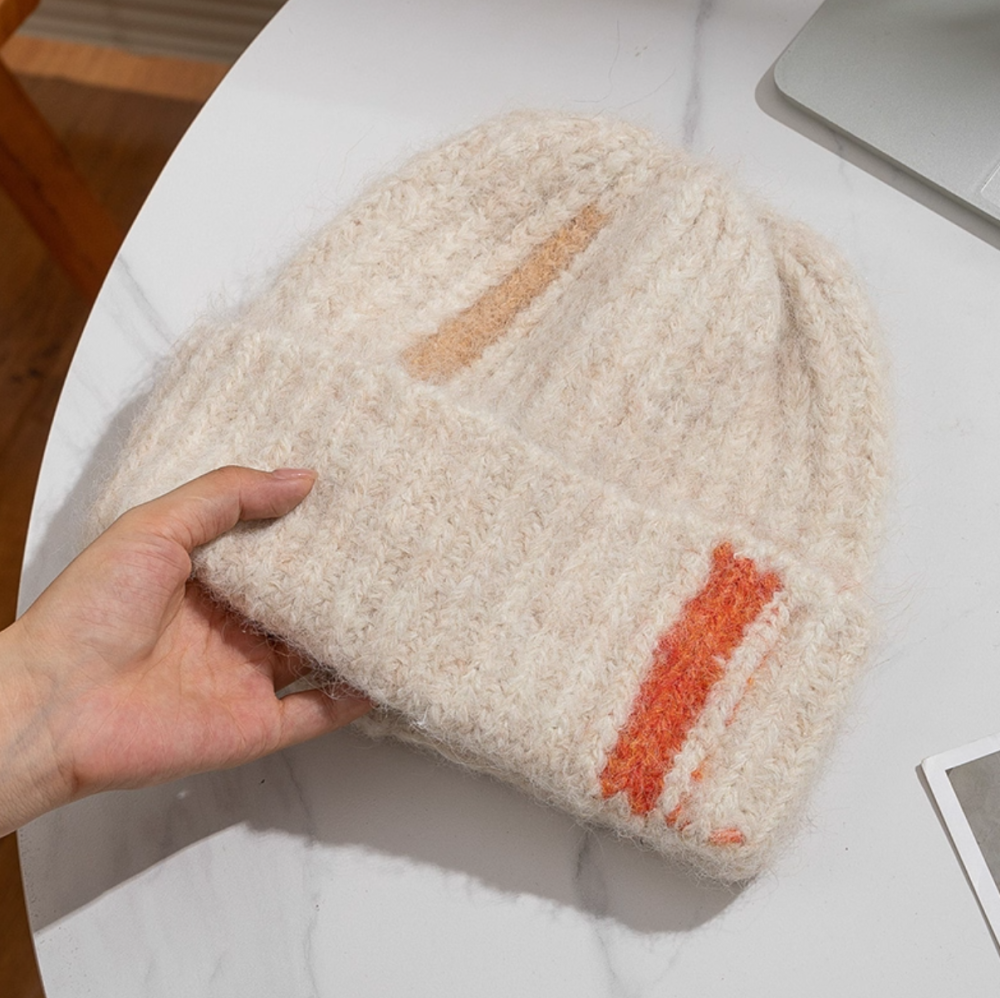 Knitted hat, thickened, warm and cold resistant, fashionable hat, big head circumference, versatile woolen hat