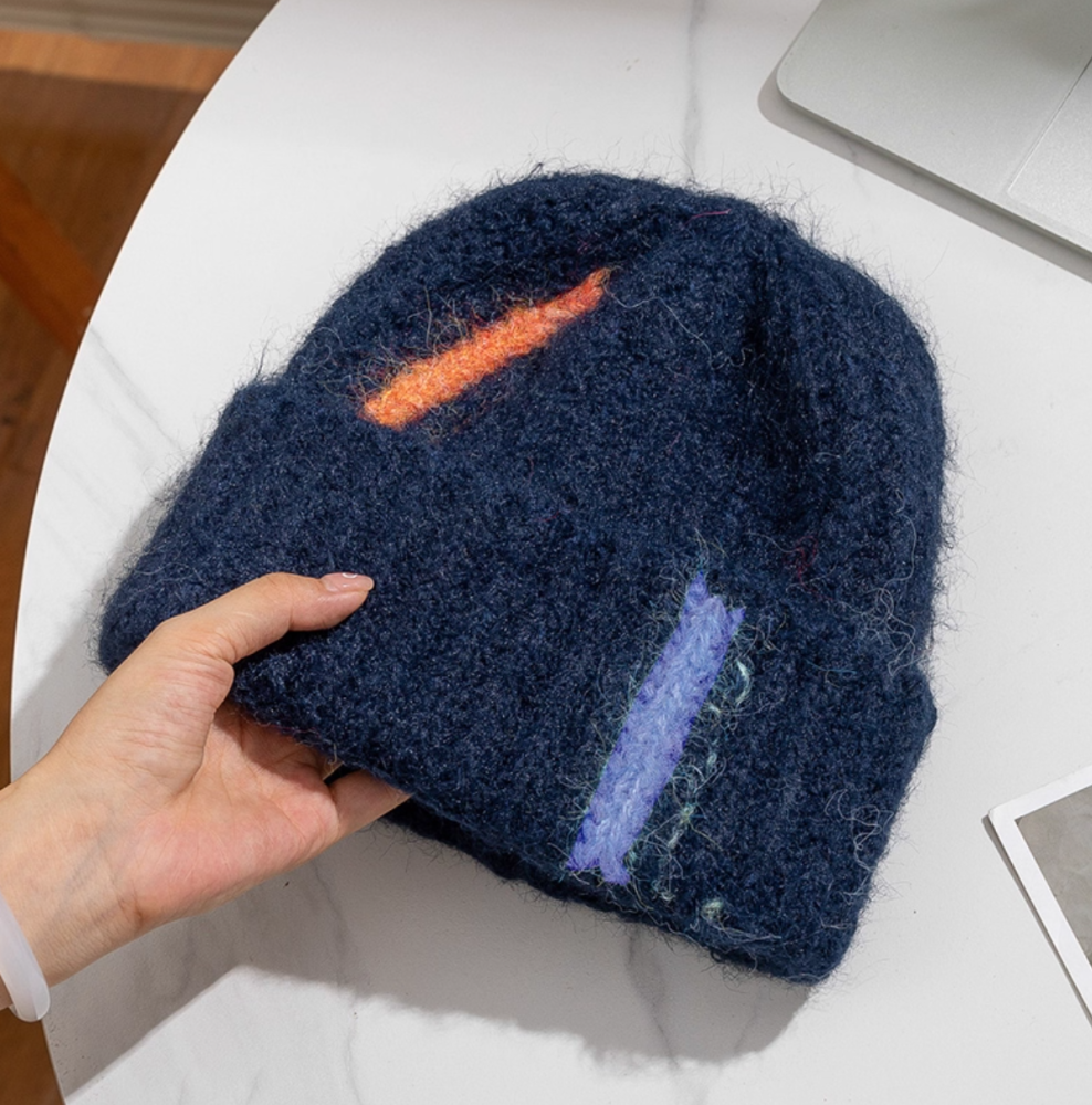 Knitted hat, thickened, warm and cold resistant, fashionable hat, big head circumference, versatile woolen hat