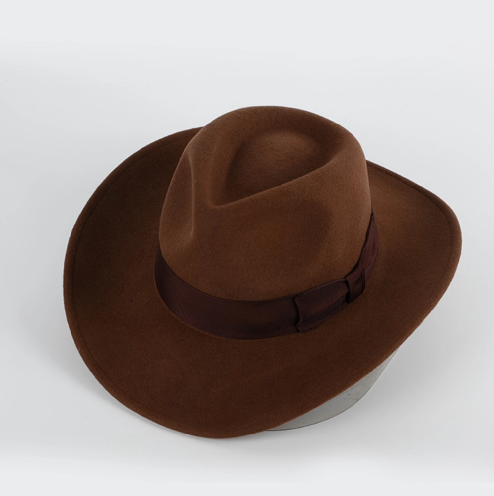 Warm rolled edge small hat, classic retro upturned brim jazz hat