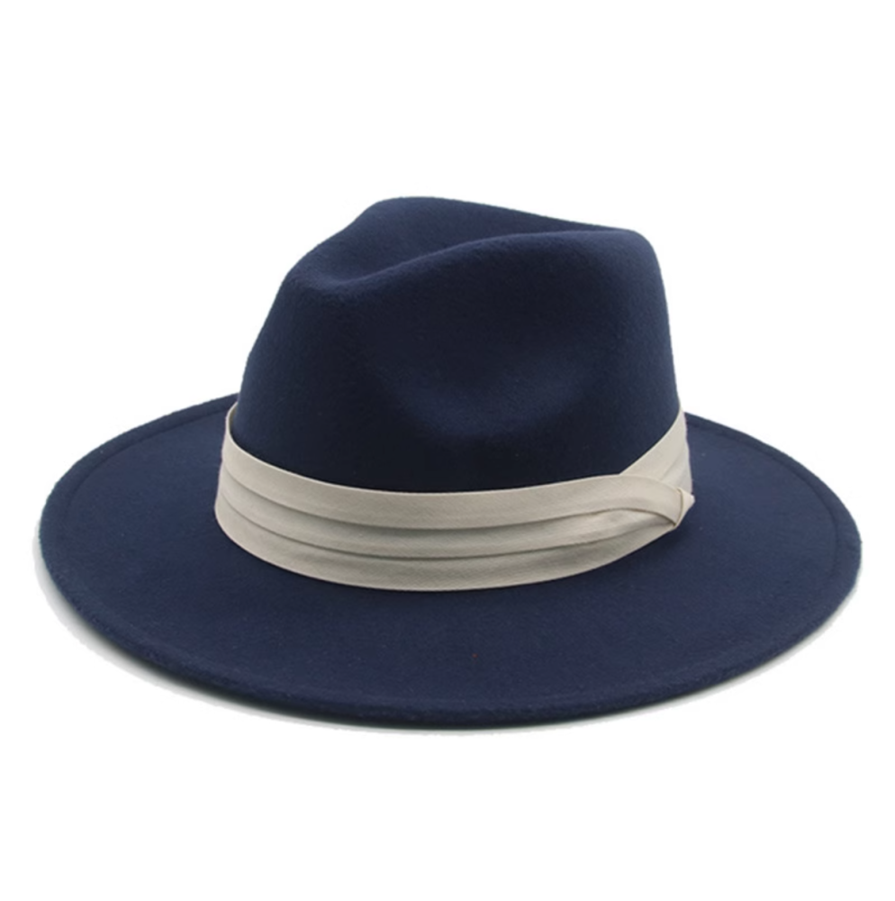 Gentleman British retro Panama brimmed wool top hat, wide brimmed suit, jazz hat
