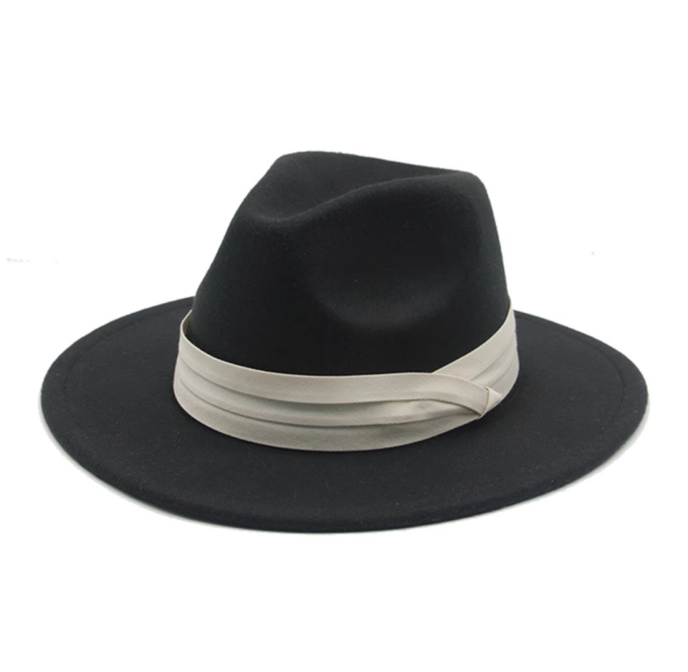 Gentleman British retro Panama brimmed wool top hat, wide brimmed suit, jazz hat