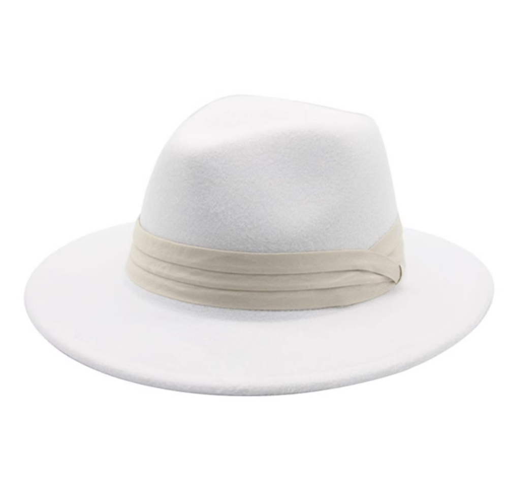 Gentleman British retro Panama brimmed wool top hat, wide brimmed suit, jazz hat