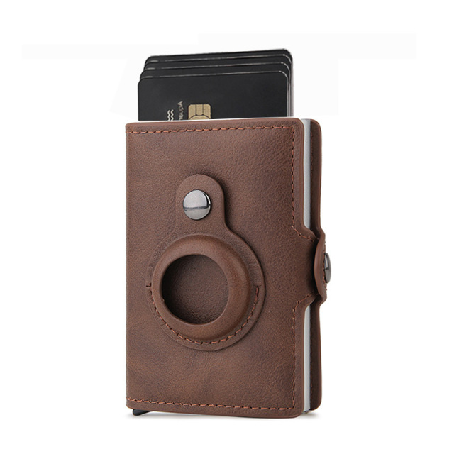 Portefeuille AirTag RFID avec fermeture éclair et fermoir métallique
