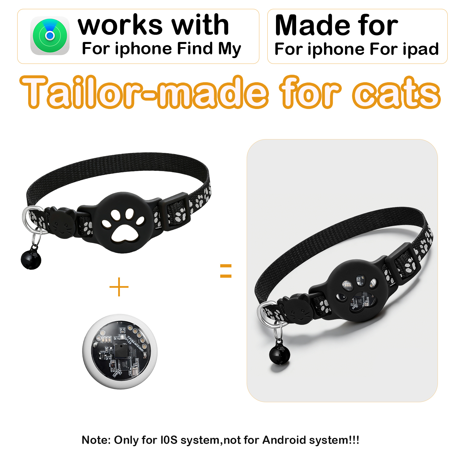 Collier pour chat AirTag avec clip pour patte