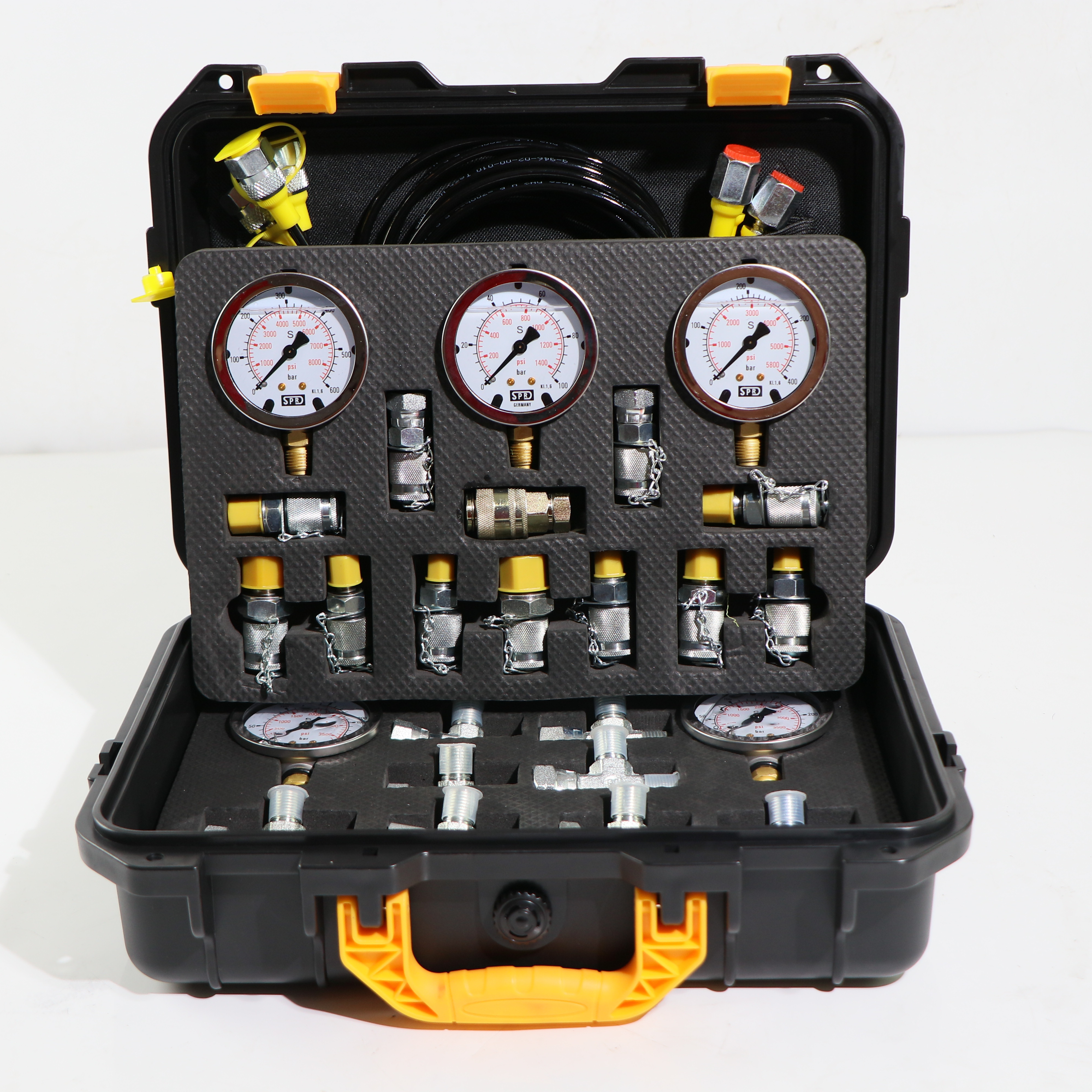Hydraulic test Kit 5 test Hose 5 Pressure Gauge 12 test Joint 8 Tee  Joint