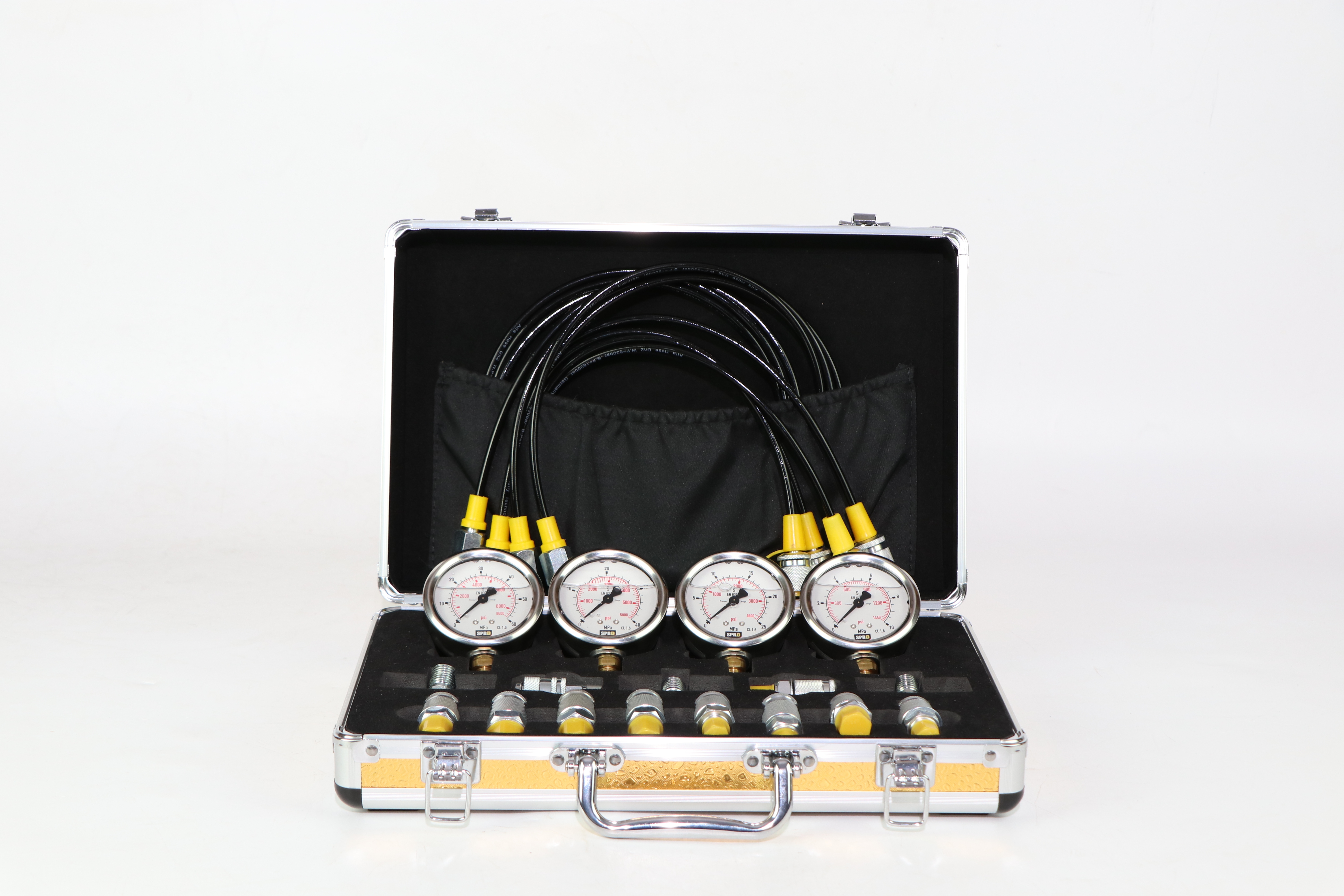 Hydraulic Pressure test Kit Gold Box 4 test Hose 4 Pressure Gauge 10 test Joint 3 Tee  Joint