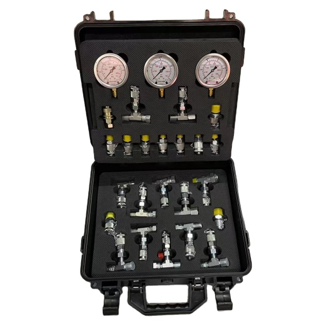 Hydraulic test Kit 3 test Hose 3 Pressure Gauge 11 test Joint 12 Tee  Joint