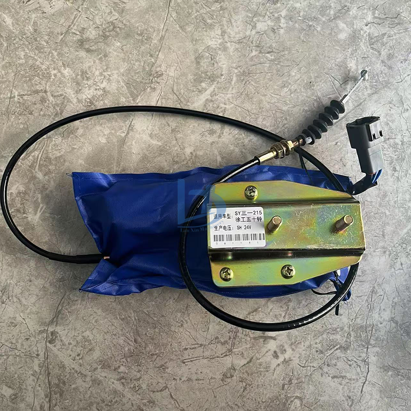 Excavator Flameout Motor SY215 SY235 for Flameout Motor Excavator Engine Flameout Solenoid 24V Throttle Motor Engine