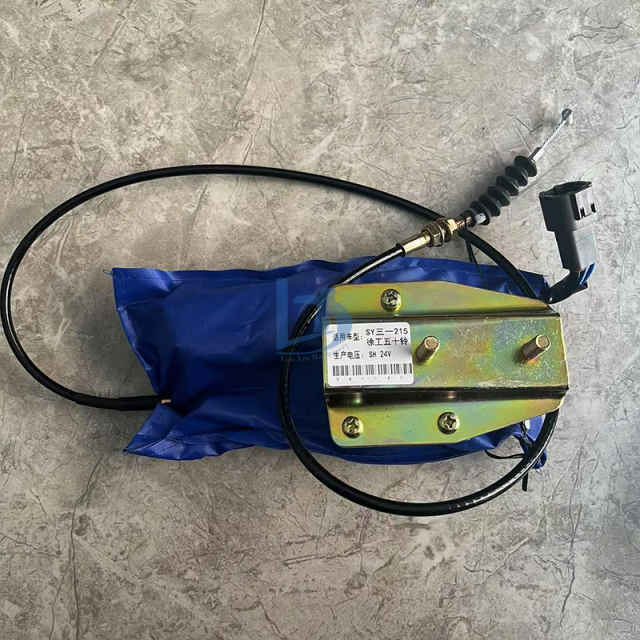 Excavator Flameout Motor SY215 SY235 for Flameout Motor Excavator Engine Flameout Solenoid 24V Throttle Motor Engine