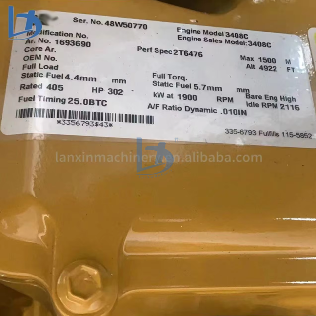 D9R Bulldozer diesel Engine Mechanical 3408c Engine Assembly 1693690 for CAT 3408c