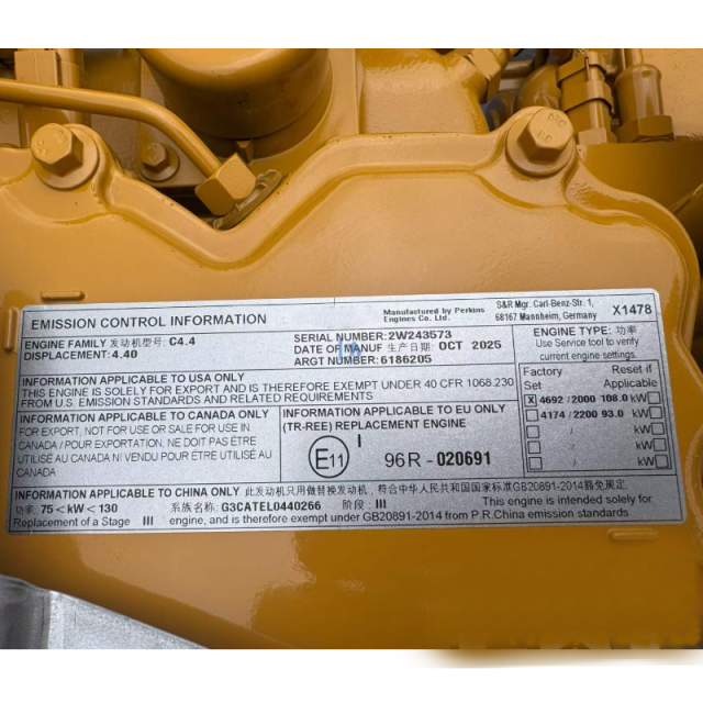 Aftermarket C4.4 4.4L Diesel Engine Assembly 6186205 | Direct Replacement for Caterpillar 320GC Excavator Construction Machinery