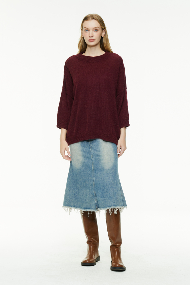 Vintage Red Oversized Knit Sweater