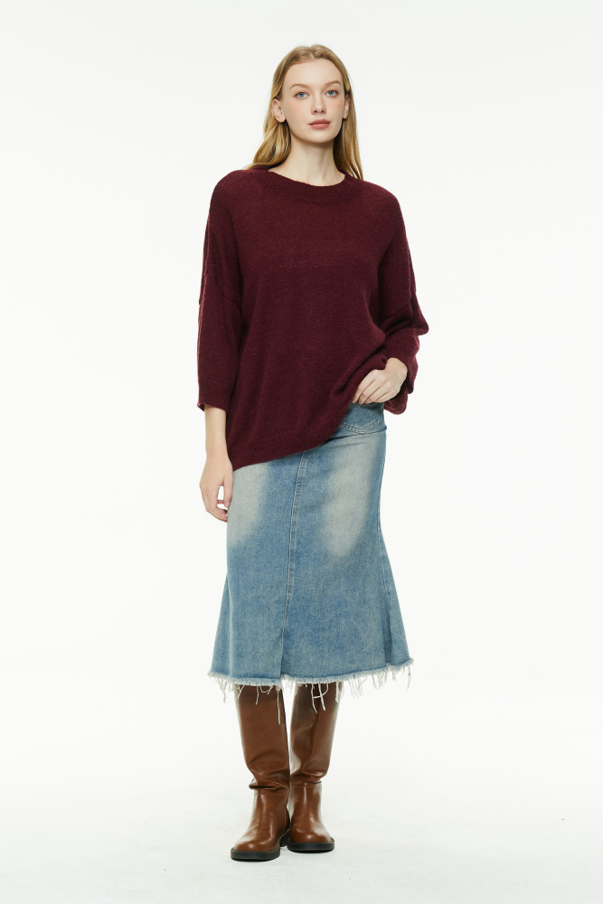Vintage Red Oversized Knit Sweater
