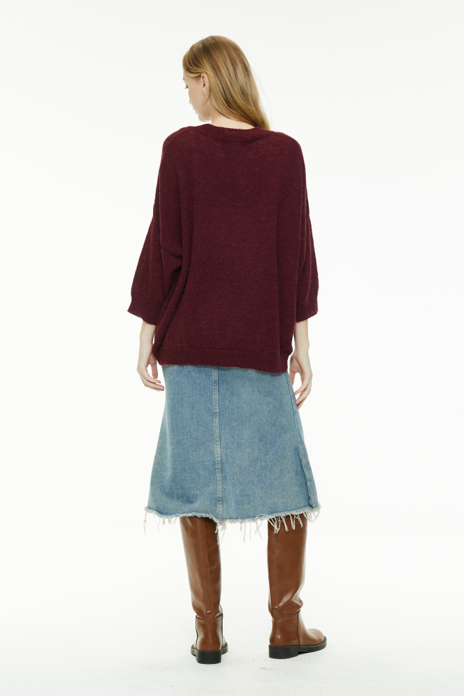 Vintage Red Oversized Knit Sweater