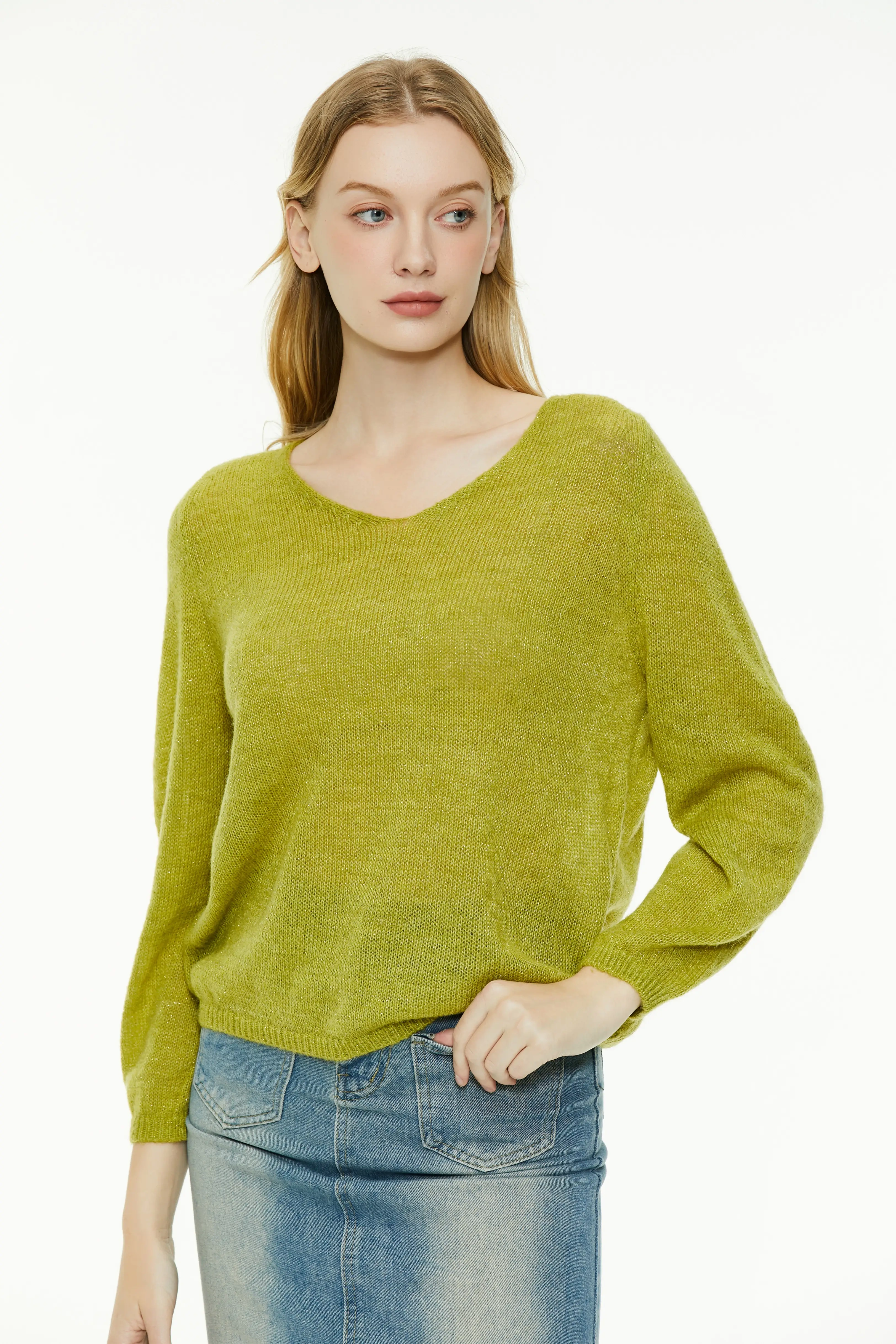 Casual Loose Fit V-Neck Knit Sweater