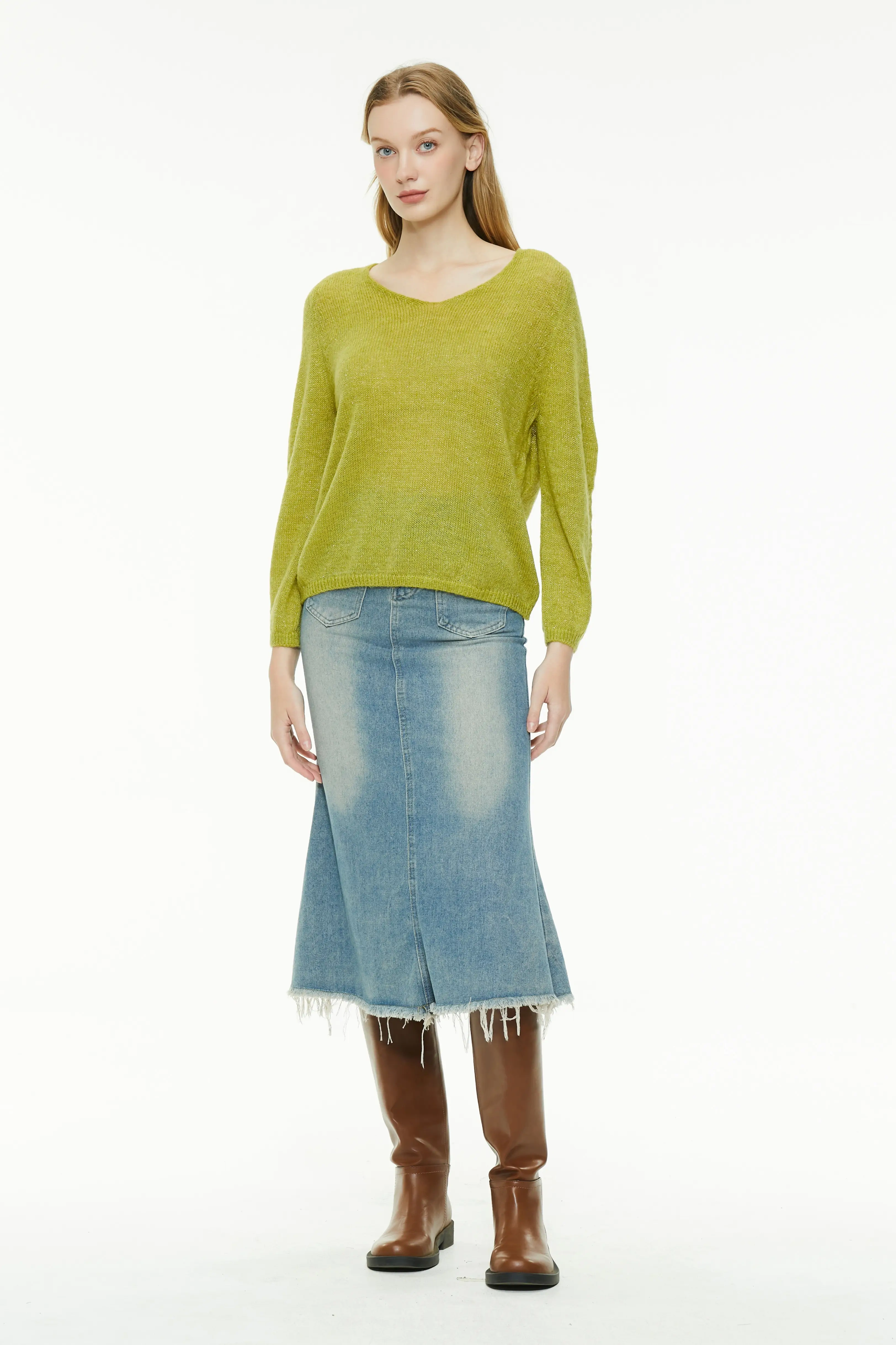 Casual Loose Fit V-Neck Knit Sweater