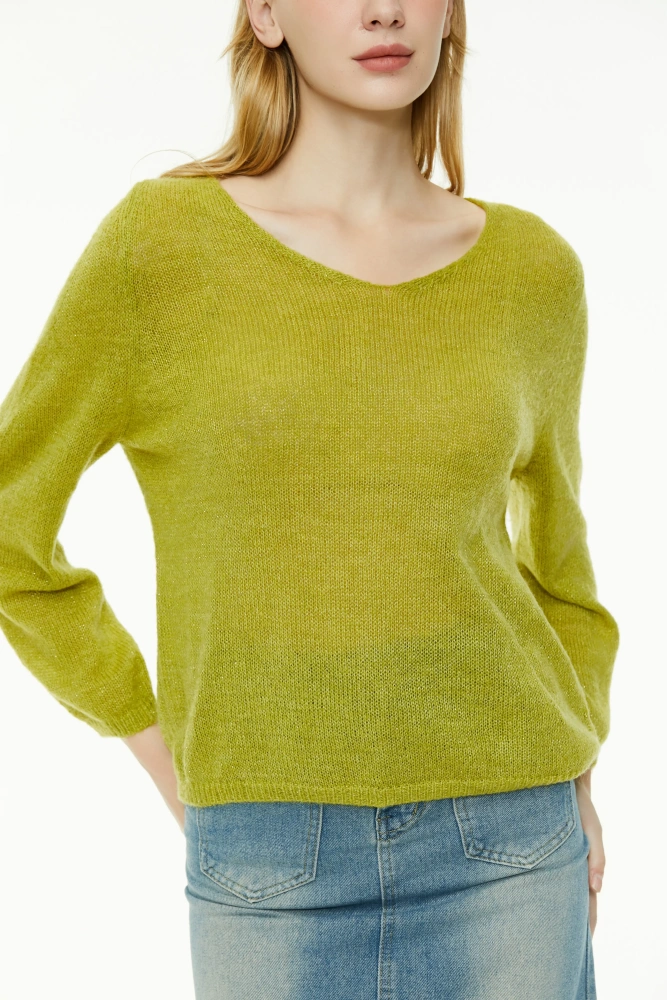 Casual Loose Fit V-Neck Knit Sweater