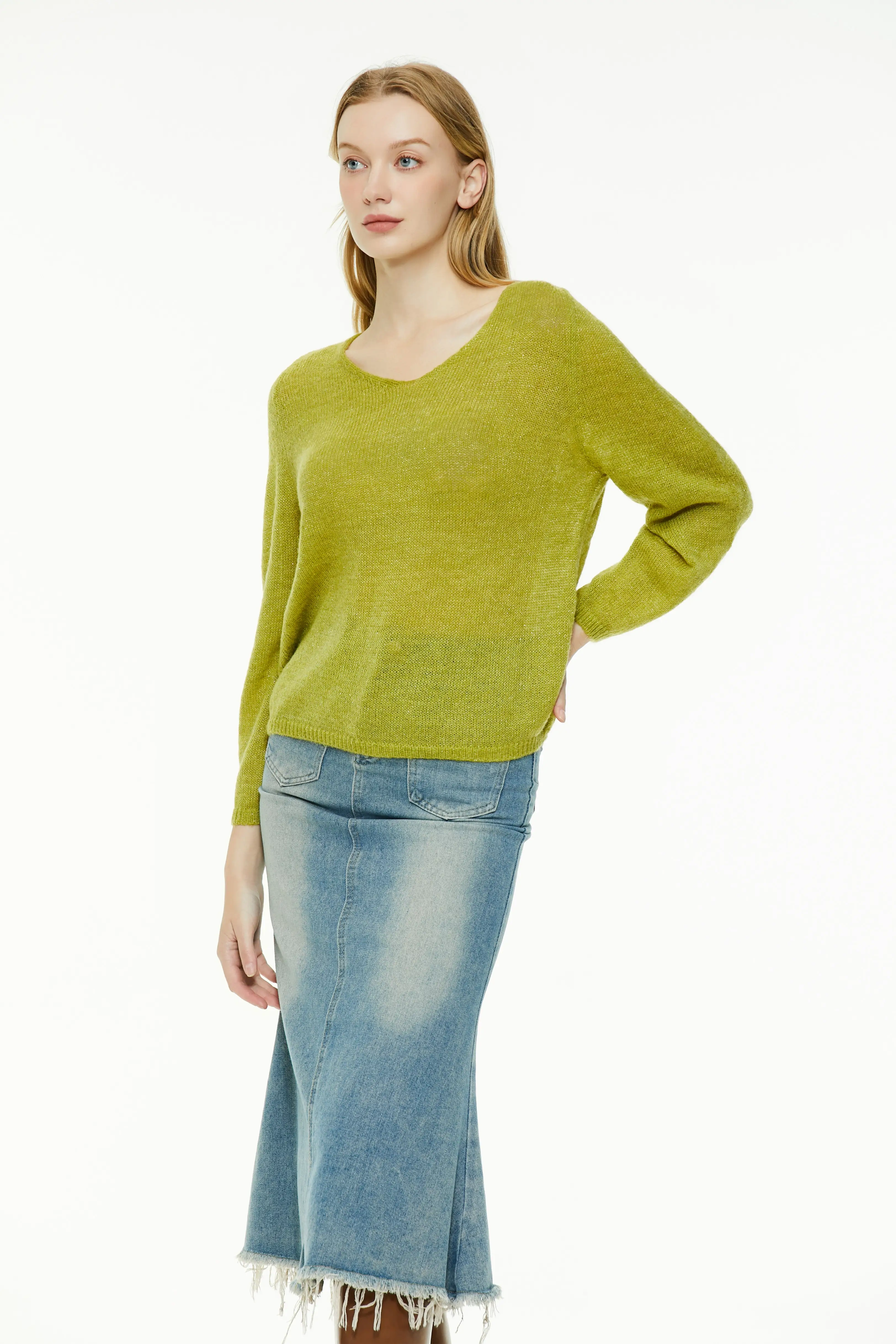 Casual Loose Fit V-Neck Knit Sweater